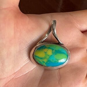 Silver Pendant with Blue and Green Stone